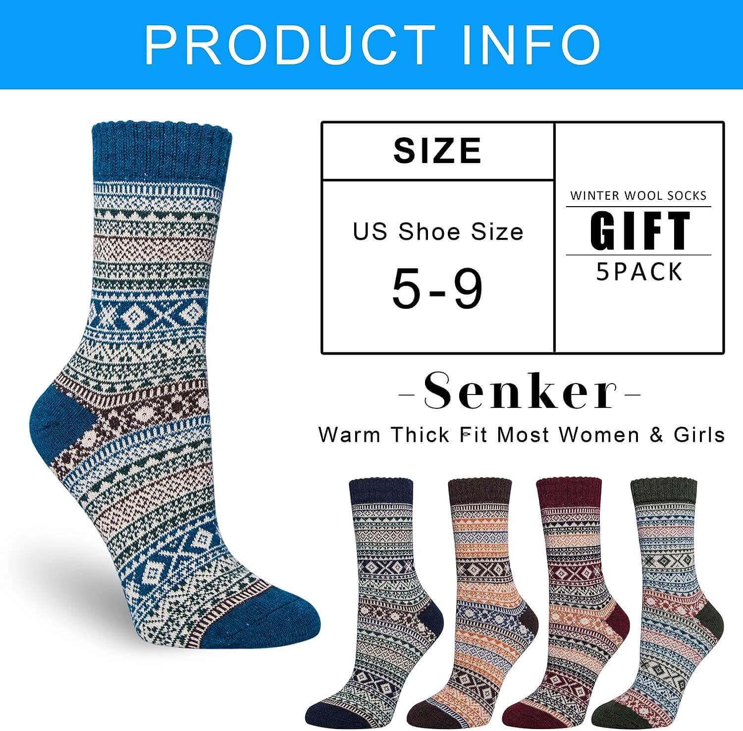Shop The Latest >5 Pack Women's Thick Knit Wool Socks Winter Warm Socks > *Only $21.59*> From The Top Brand > *Senker Fashionl* > Shop Now and Get Free Shipping On Orders Over $45.00 >*Shop Earth Foot*